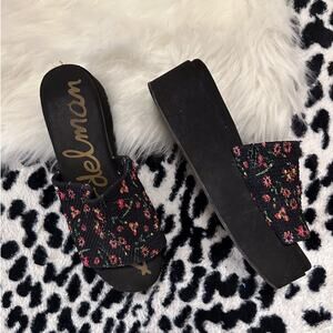 Sam Edelman Wendi Floral Platform Slide Sandal Black Size 8
